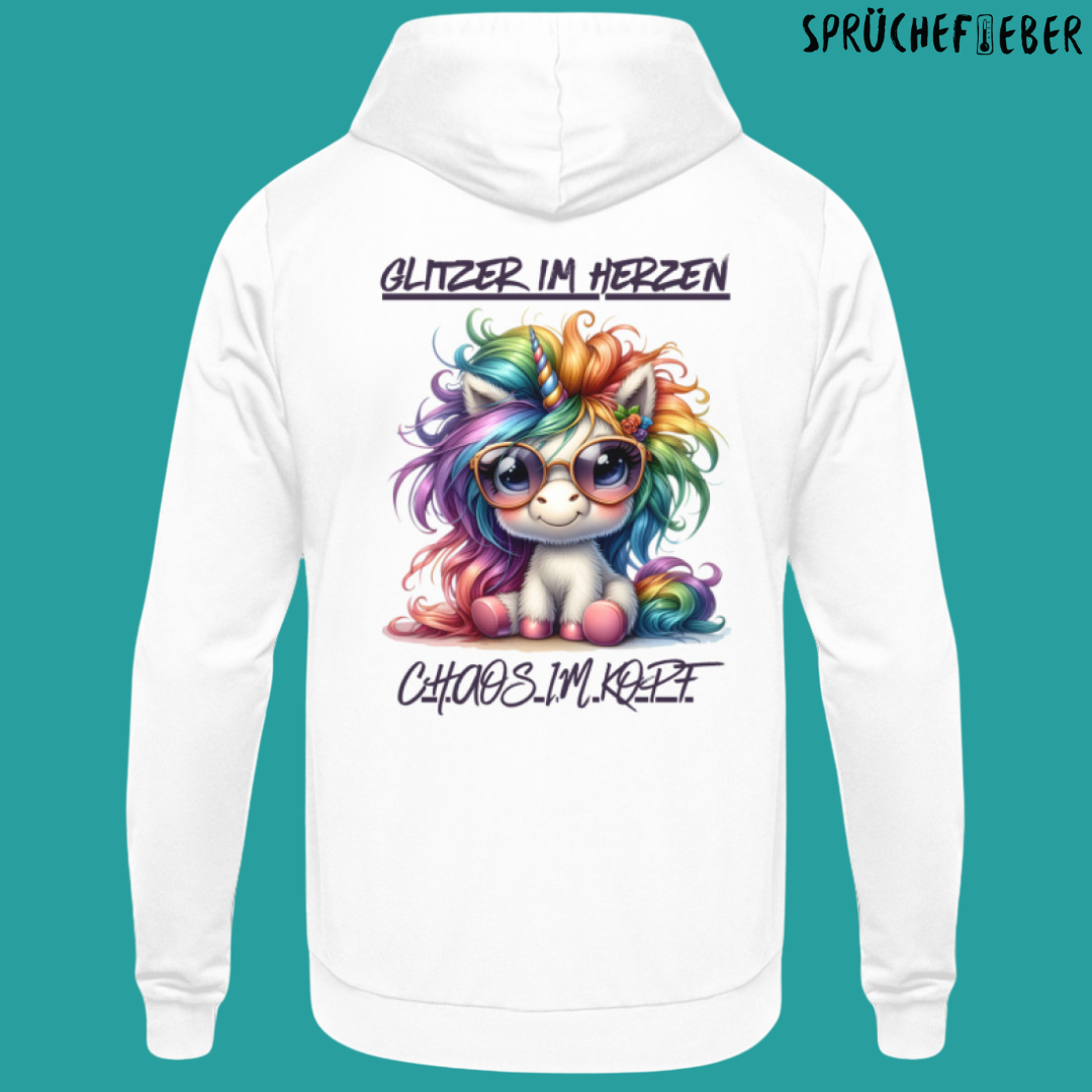 Glitzer im Herzen Rückendruck - Unisex Hoodie