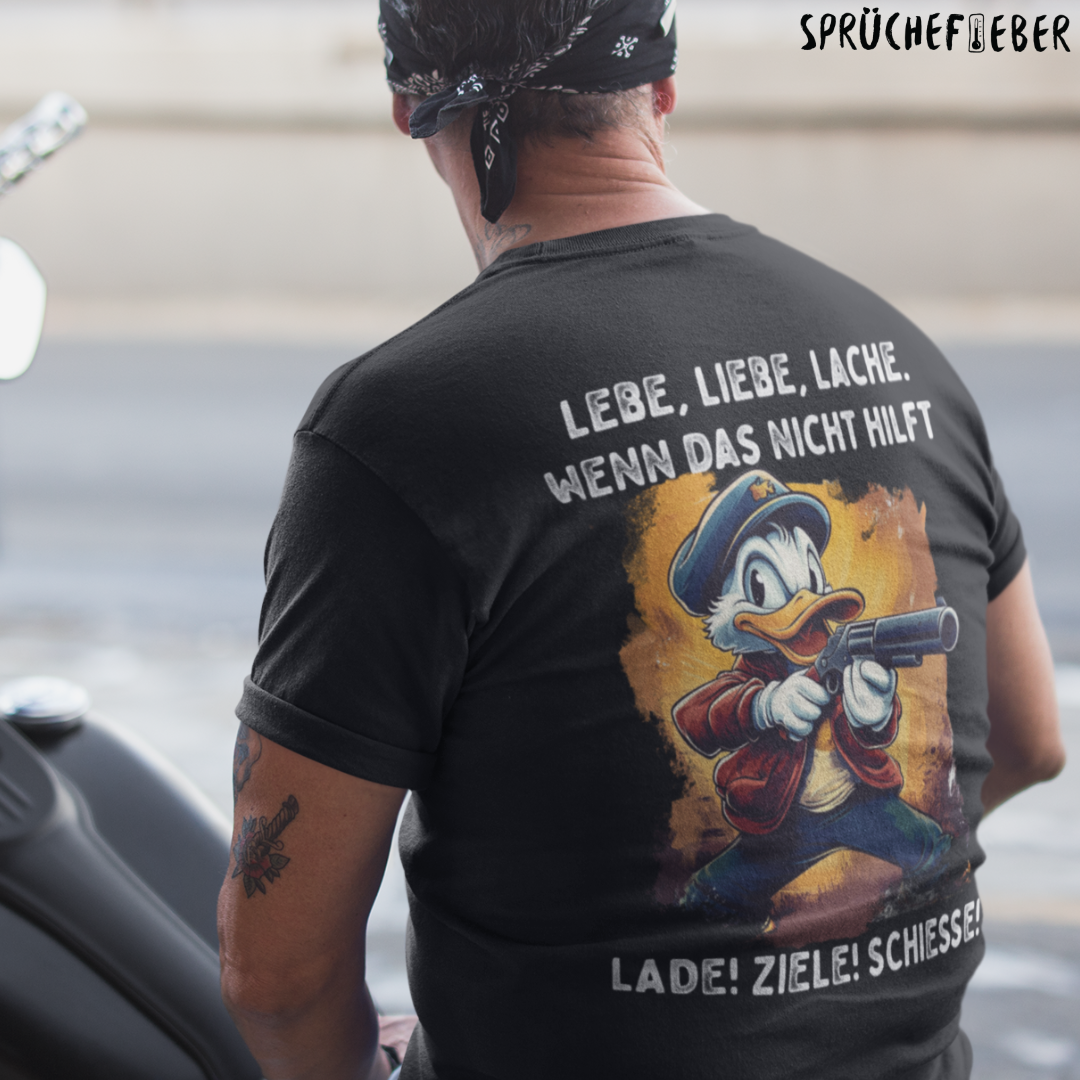 Lebe, Liebe, Lache Rückendruck - Unisex Shirt