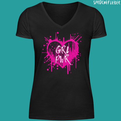 GRLPWR  -  Damen V-Ausschnitt Vorderdruck